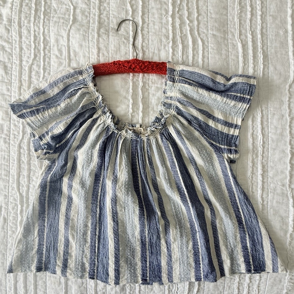 Faherty Annabelle Organic Cotton Blend Blouse Boho Top XS Euro Summer Scandi
